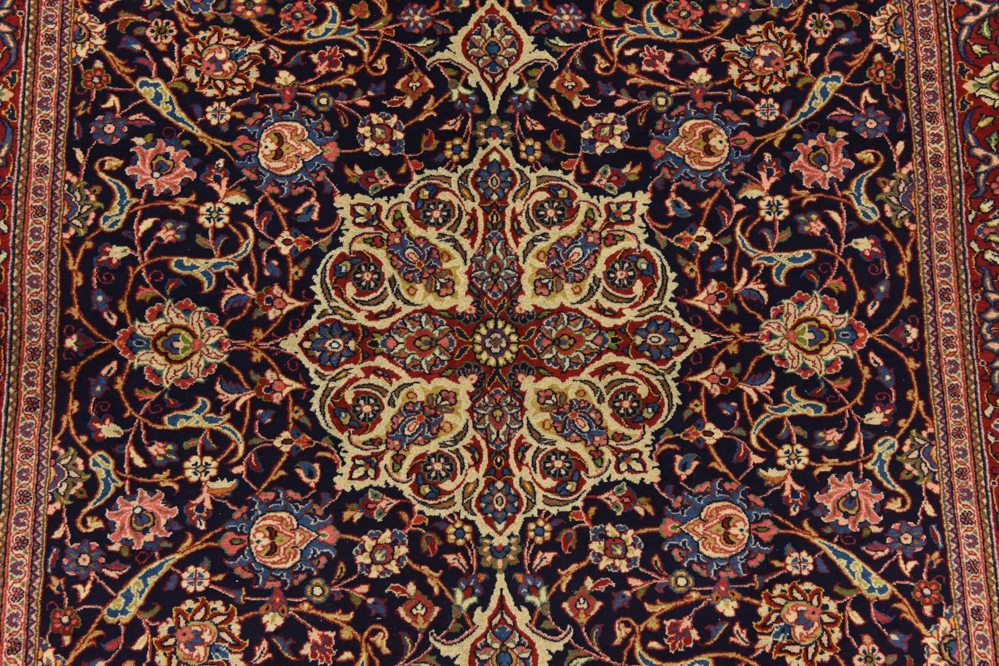 4' 4 x 7' 2 Hand Knotted Kashan Persian Wool Rug