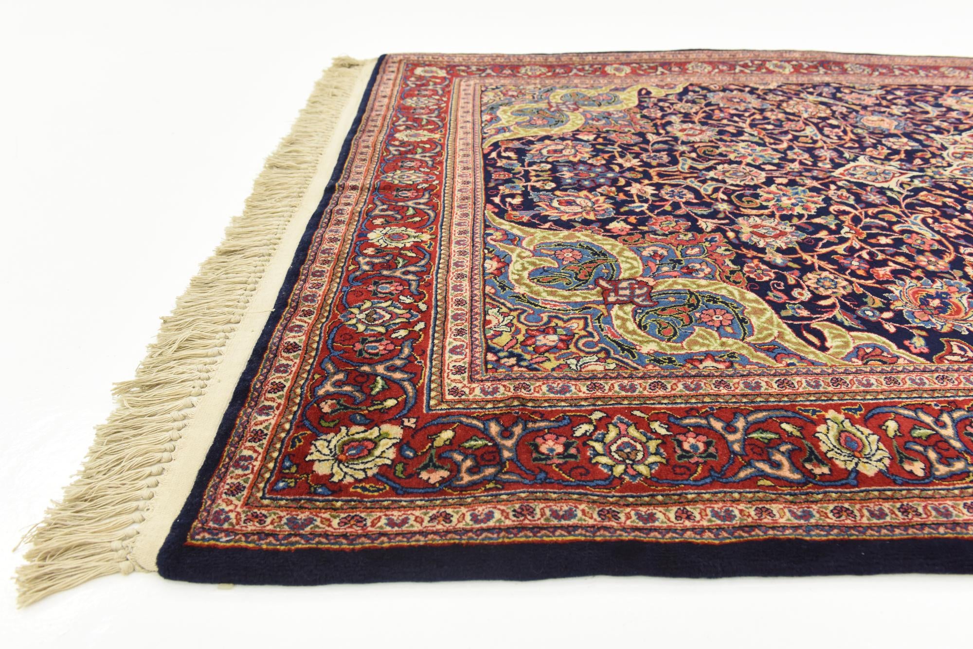 4' 4 x 7' 2 Hand Knotted Kashan Persian Wool Rug