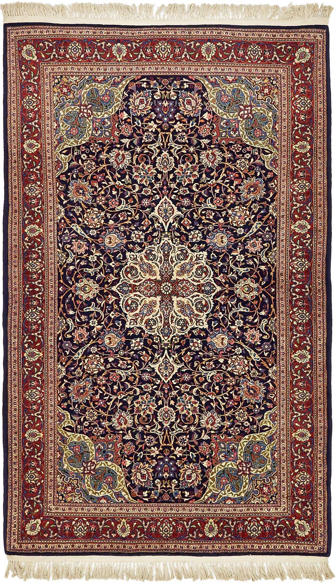 4' 4 x 7' 2 Hand Knotted Kashan Persian Wool Rug
