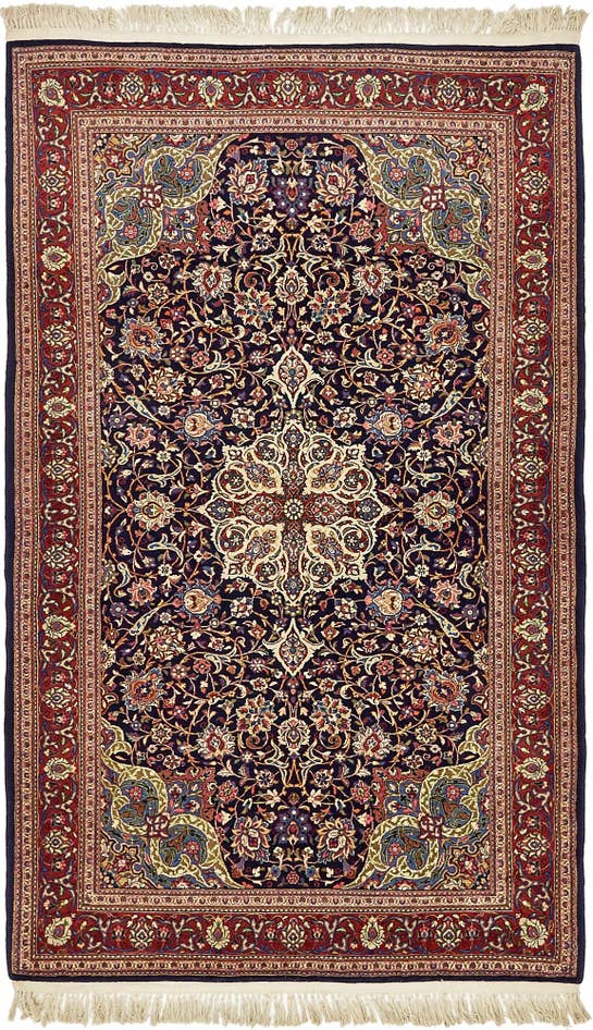 Detail image of 4' 4 x 7' 2 Hand Knotted Kashan Persian Wool Rug