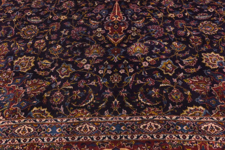 Detail image of 8' 5 x 13' 2 Hand Knotted Kashan Persian Wool Rug