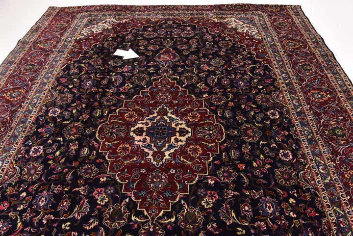 9' 9 x 12' 9 Hand Knotted Kashan Persian Wool Rug