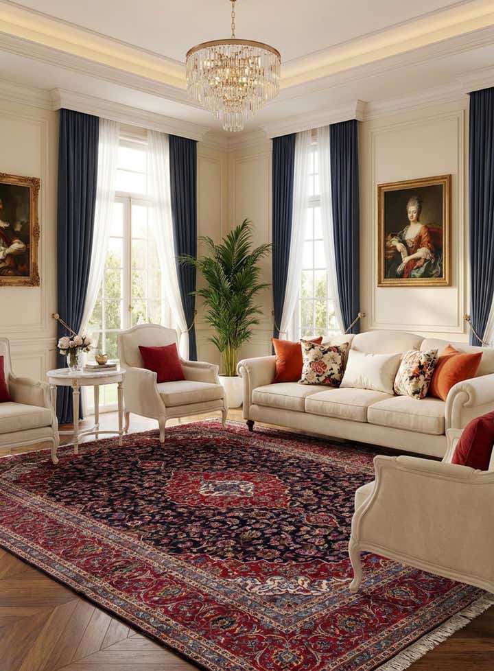 9' 9 x 12' 9 Hand Knotted Kashan Persian Wool Rug