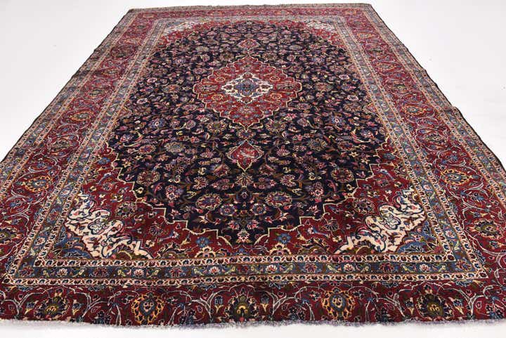 9' 9 x 12' 9 Hand Knotted Kashan Persian Wool Rug