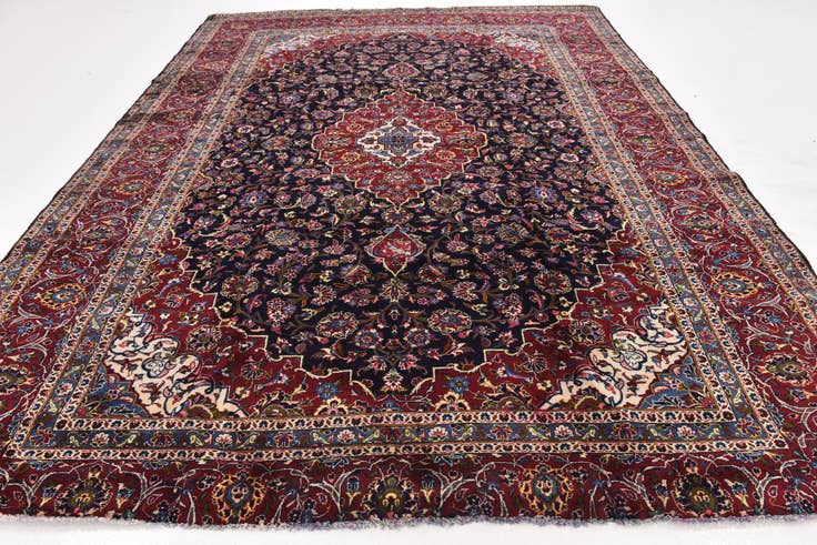Detail image of 9' 9 x 12' 9 Hand Knotted Kashan Persian Wool Rug