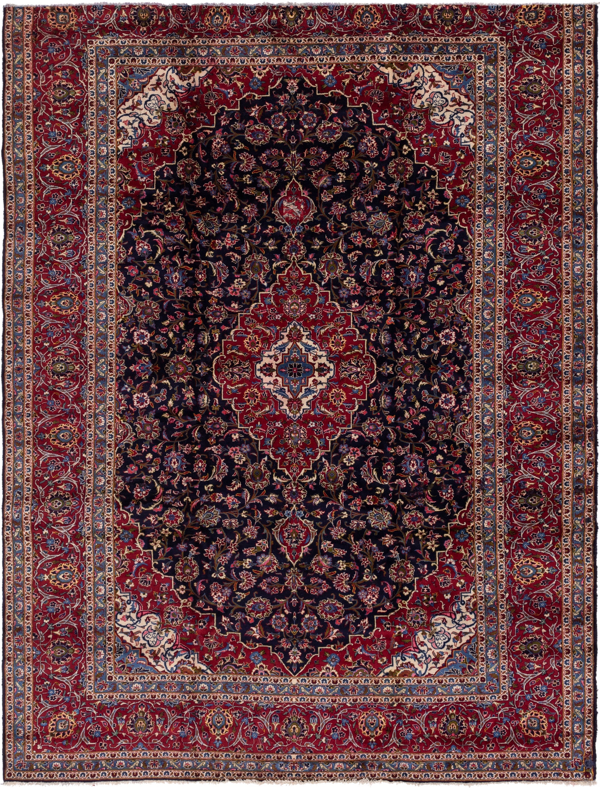 9' 9 x 12' 9 Hand Knotted Kashan Persian Wool Rug