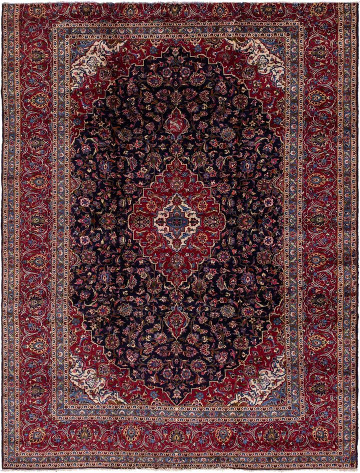 9' 9 x 12' 9 Hand Knotted Kashan Persian Wool Rug