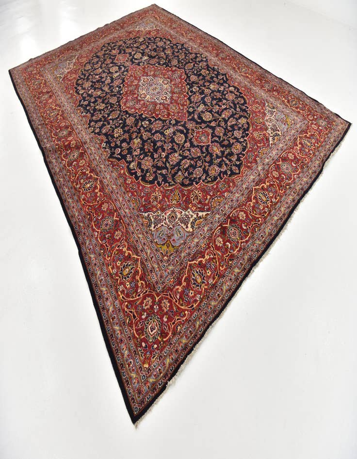 Detail image of 9' 9 x 13' 6  Hand Knotted Kashan Persian Wool Rug