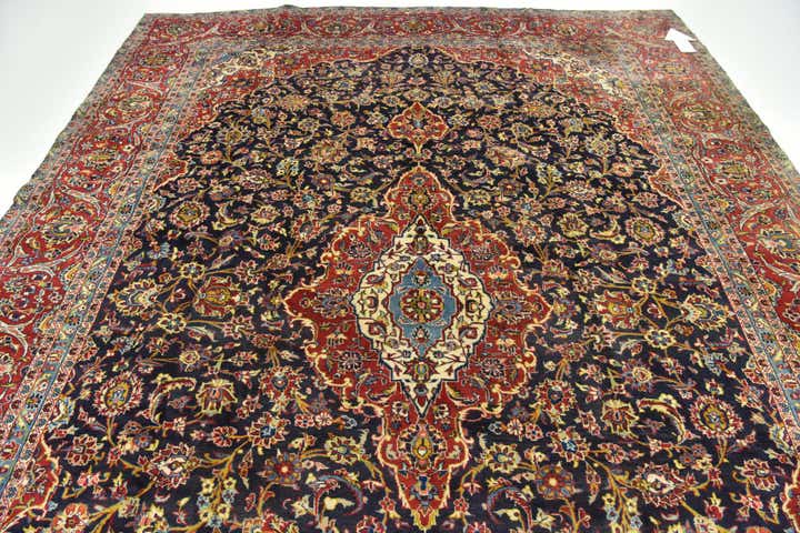 9' 4 x 13' Hand Knotted Kashan Persian Wool Rug
