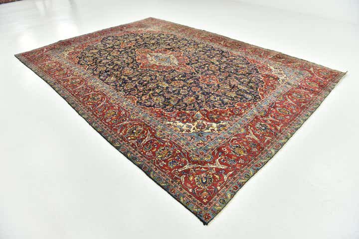 9' 4 x 13' Hand Knotted Kashan Persian Wool Rug
