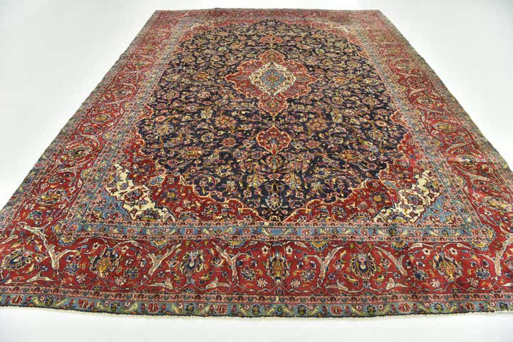 9' 4 x 13' Hand Knotted Kashan Persian Wool Rug