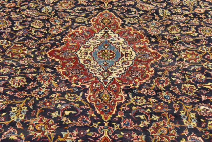 Detail image of 9' 4 x 13' Hand Knotted Kashan Persian Wool Rug