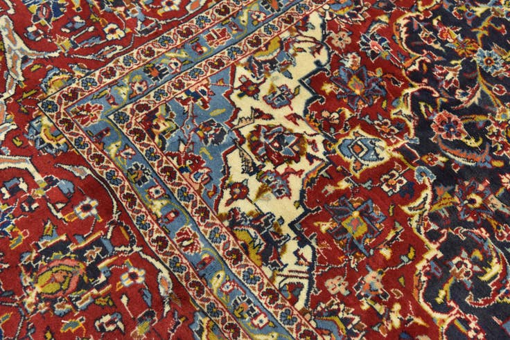 Detail image of 9' 4 x 13' Hand Knotted Kashan Persian Wool Rug