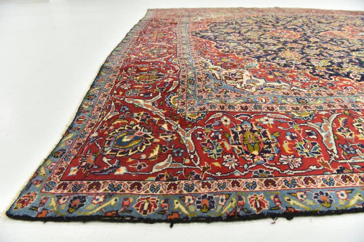 Detail image of 9' 4 x 13' Hand Knotted Kashan Persian Wool Rug