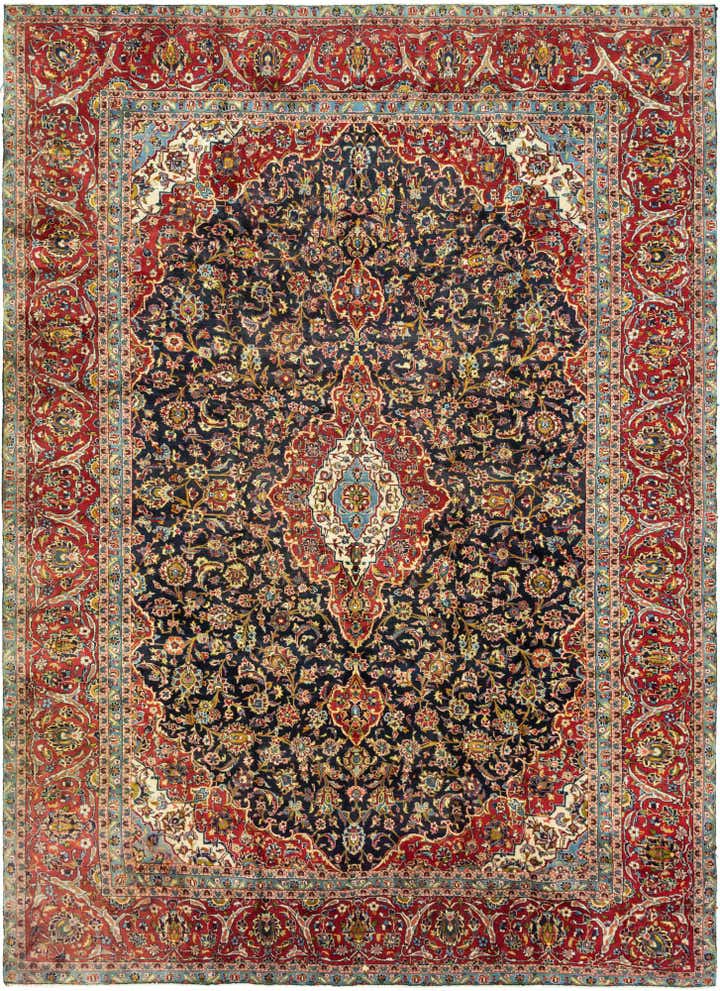 9' 4 x 13' Hand Knotted Kashan Persian Wool Rug
