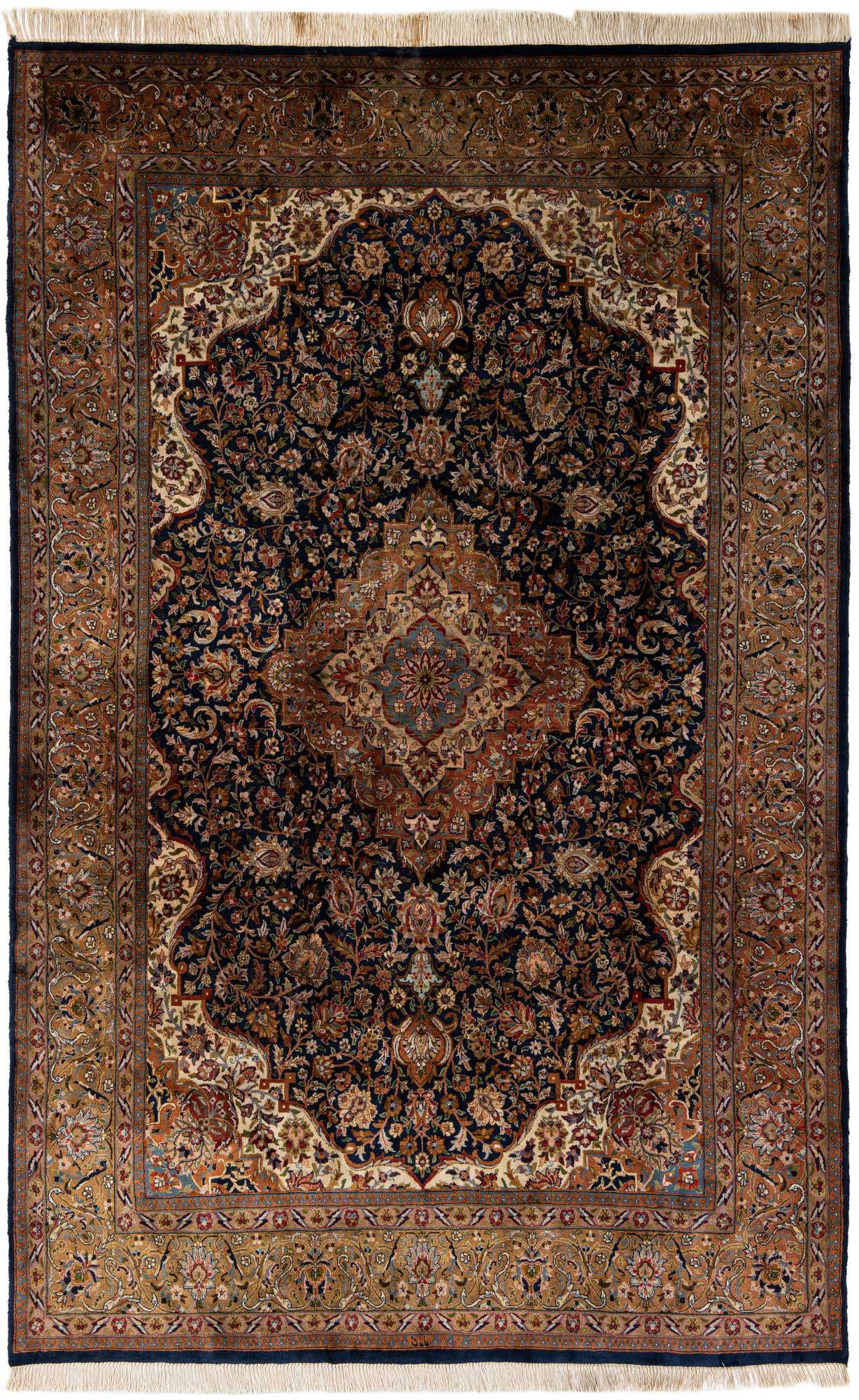 7' x 11' Hand Knotted Kashan Oriental Wool Rug