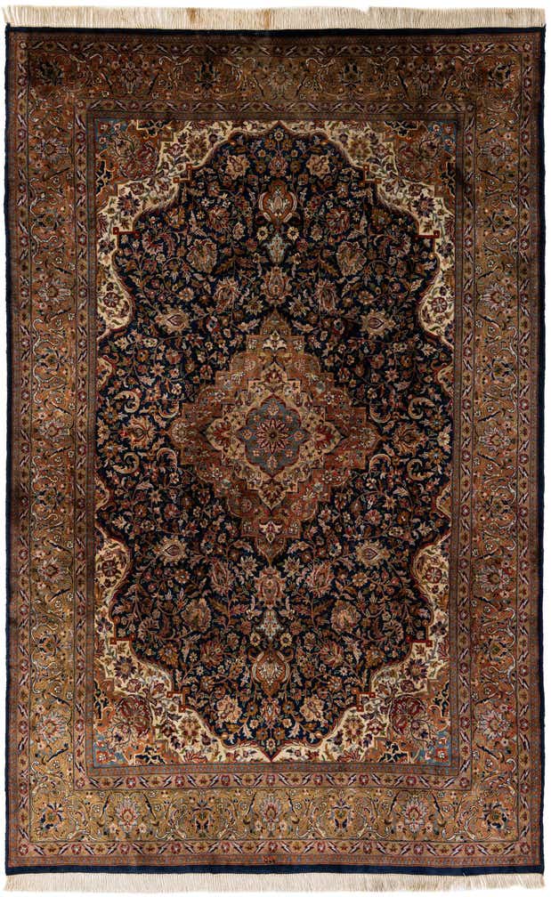 7' x 11' Hand Knotted Kashan Oriental Wool Rug