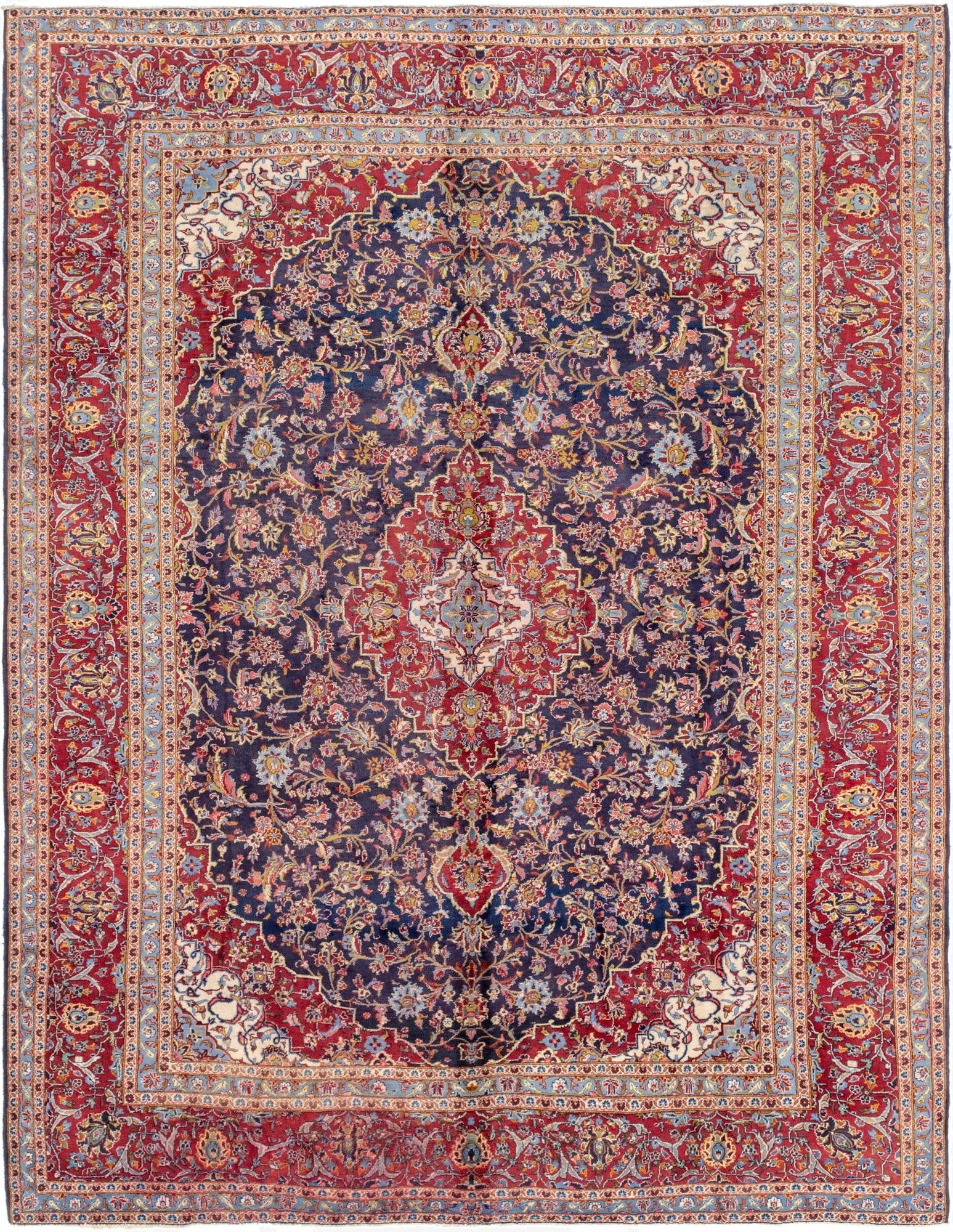 9' 10 x 12' 8  Hand Knotted Kashan Persian Wool Rug