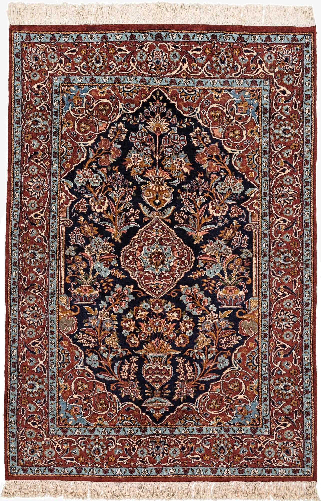 4' x 6'  Hand Knotted Kashan Wool Rug