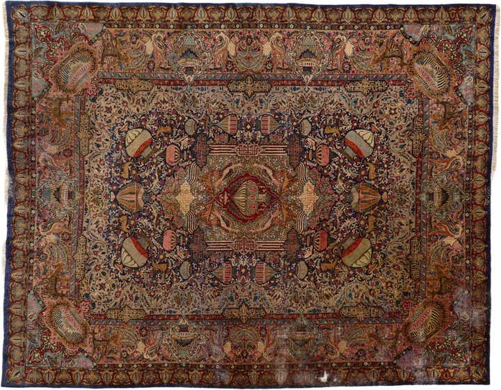9' 8 x 12' 2 Hand Knotted Kashmar Persian Wool Rug