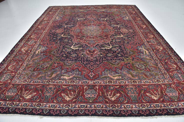 Detail image of 9' 8 x 12' 6 Hand Knotted Kashmar Persian Wool Rug