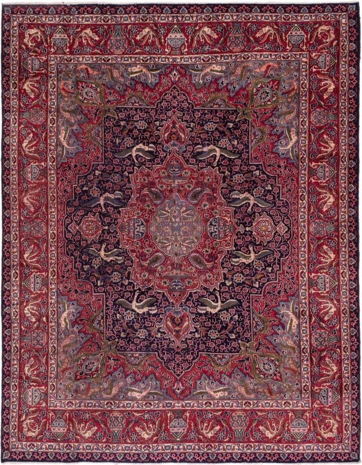 Detail image of 9' 8 x 12' 6 Hand Knotted Kashmar Persian Wool Rug