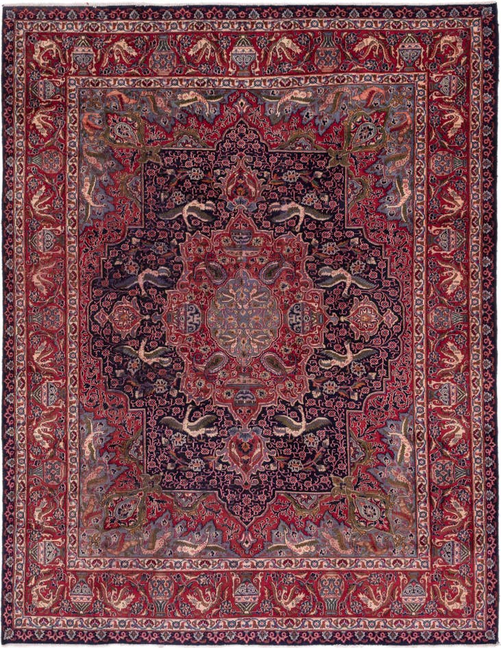 Detail image of 9' 8 x 12' 6 Hand Knotted Kashmar Persian Wool Rug