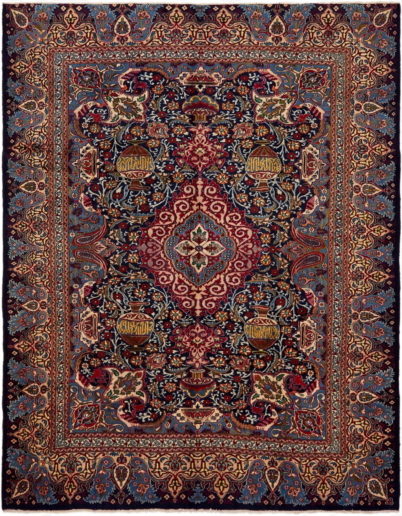 9' 9 x 12' 5  Hand Knotted Kashmar Persian Wool Rug