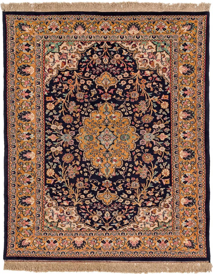 Detail image of 4' 4 x 6' 7 Hand Knotted Kashmir Oriental Wool Rug