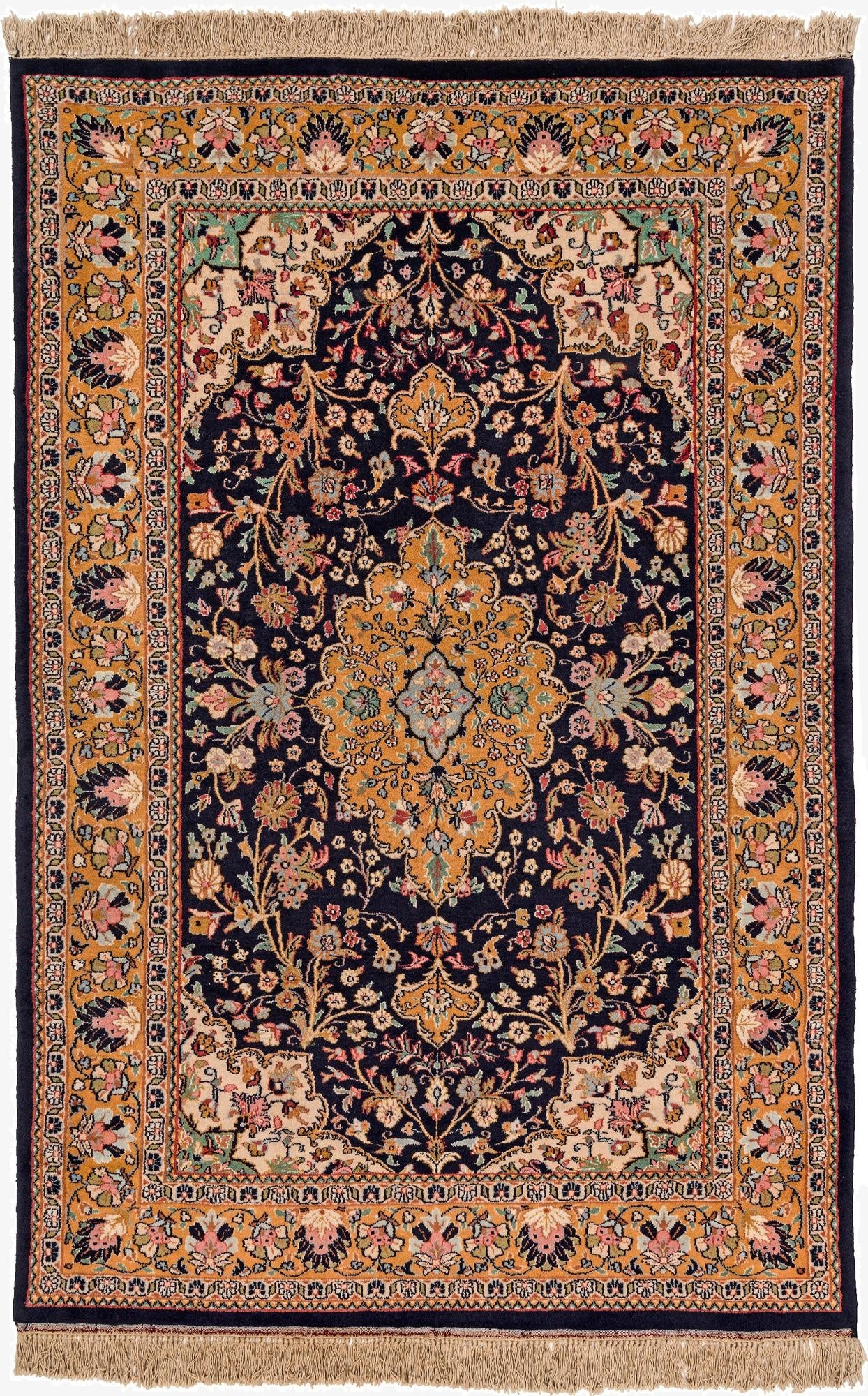 4' 4 x 6' 7  Hand Knotted Kashmir Oriental Wool Rug