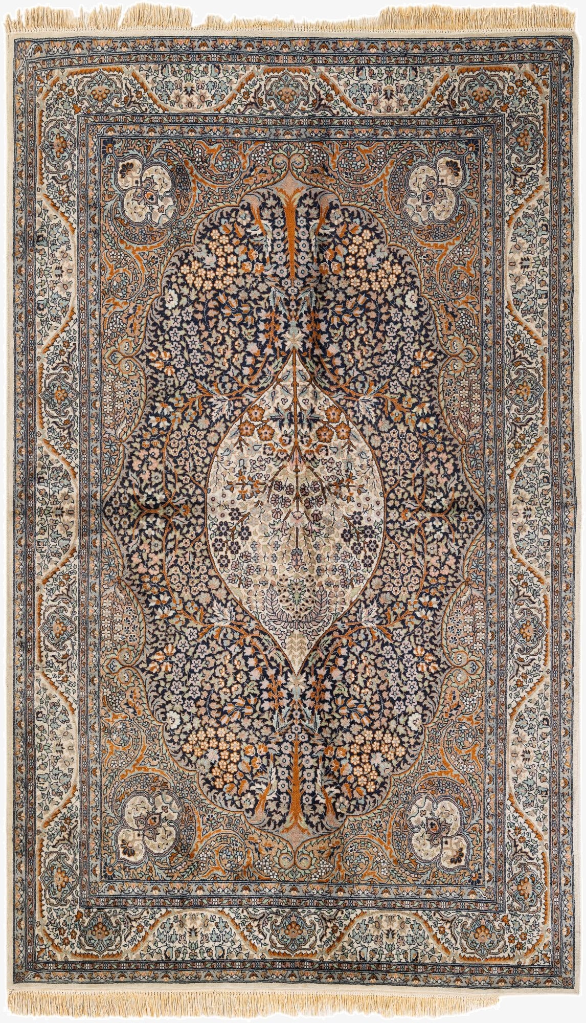 4' 8 x 7' 9  Hand Knotted Kashmir Oriental Wool Rug
