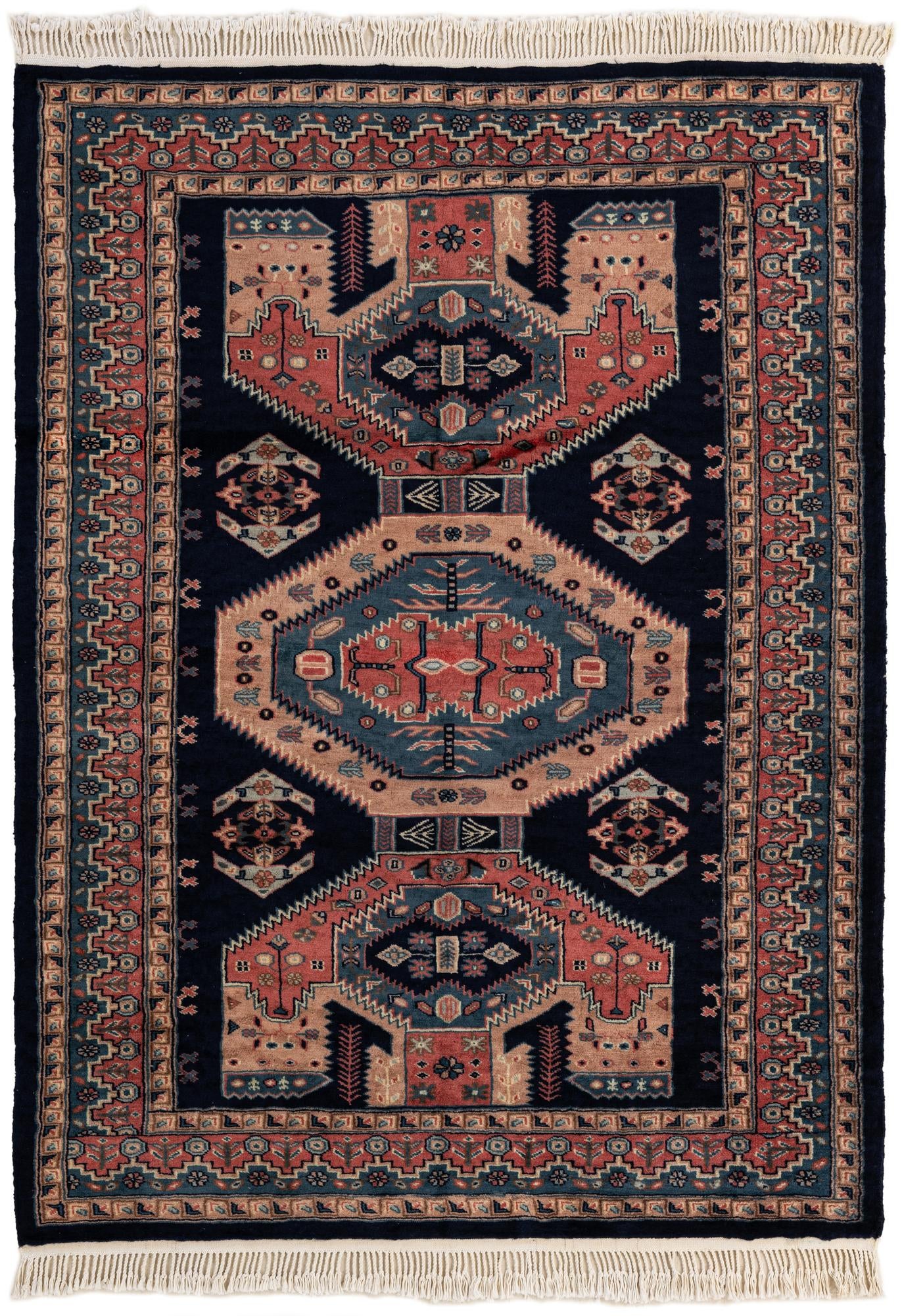 4' 3 x 5' 8  Hand Knotted Kazak Oriental Wool Rug