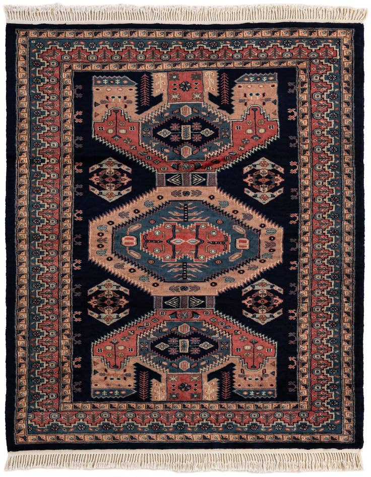 Detail image of 4' 3 x 5' 8 Hand Knotted Kazak Oriental Wool Rug
