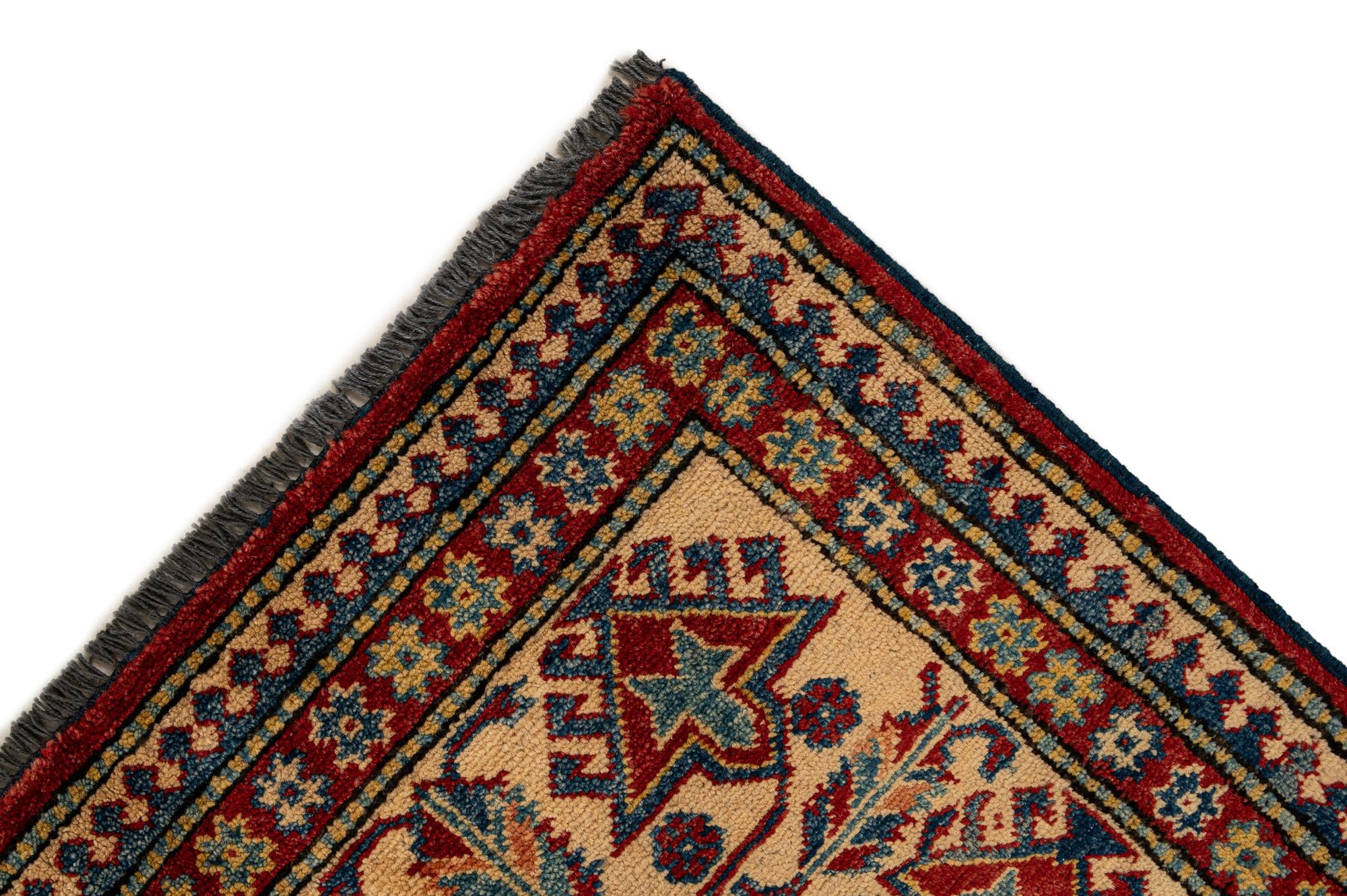 6' 3 x 8' 11 Hand Knotted Kazak Wool Rug