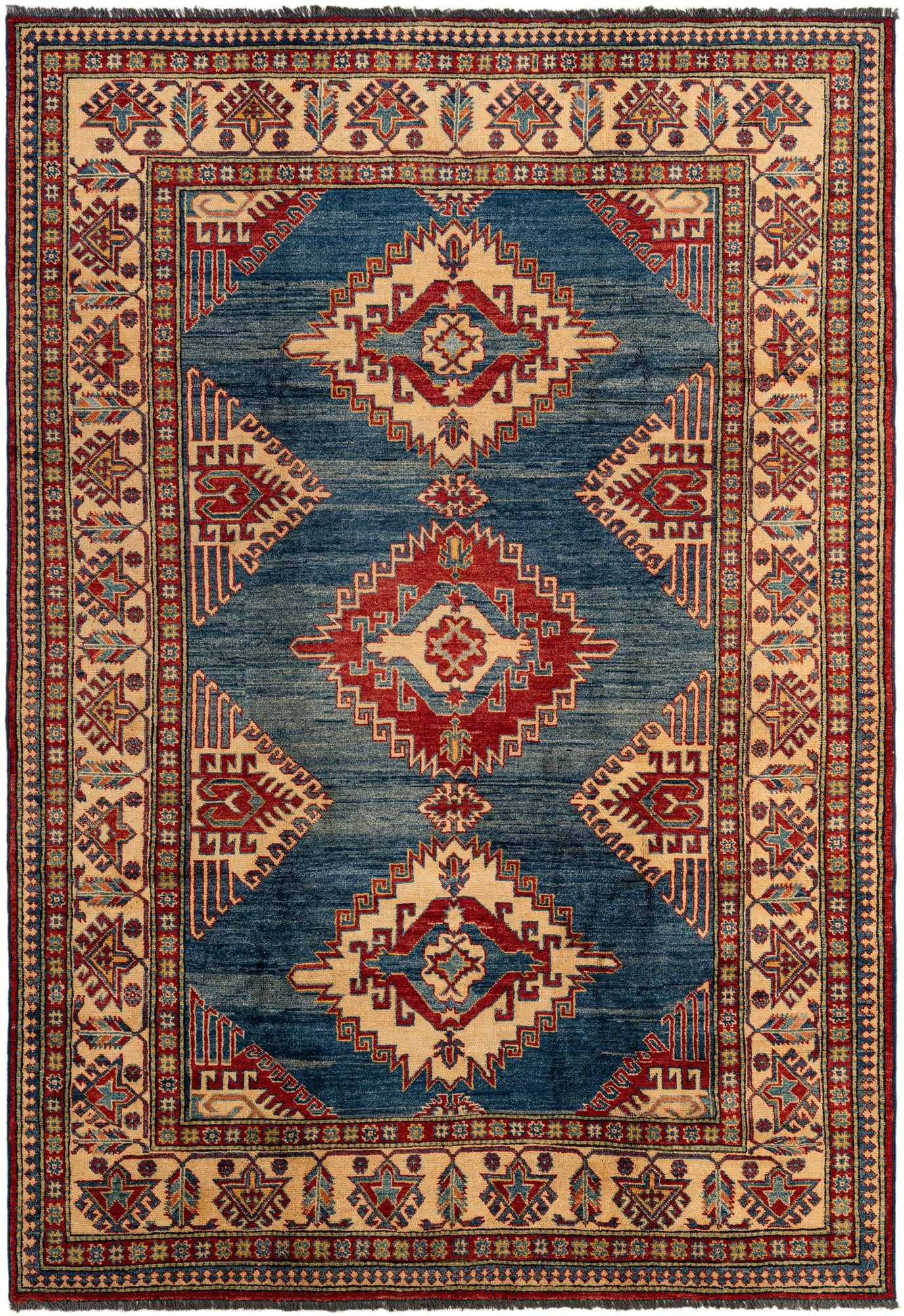 6' 3 x 8' 11 Hand Knotted Kazak Wool Rug
