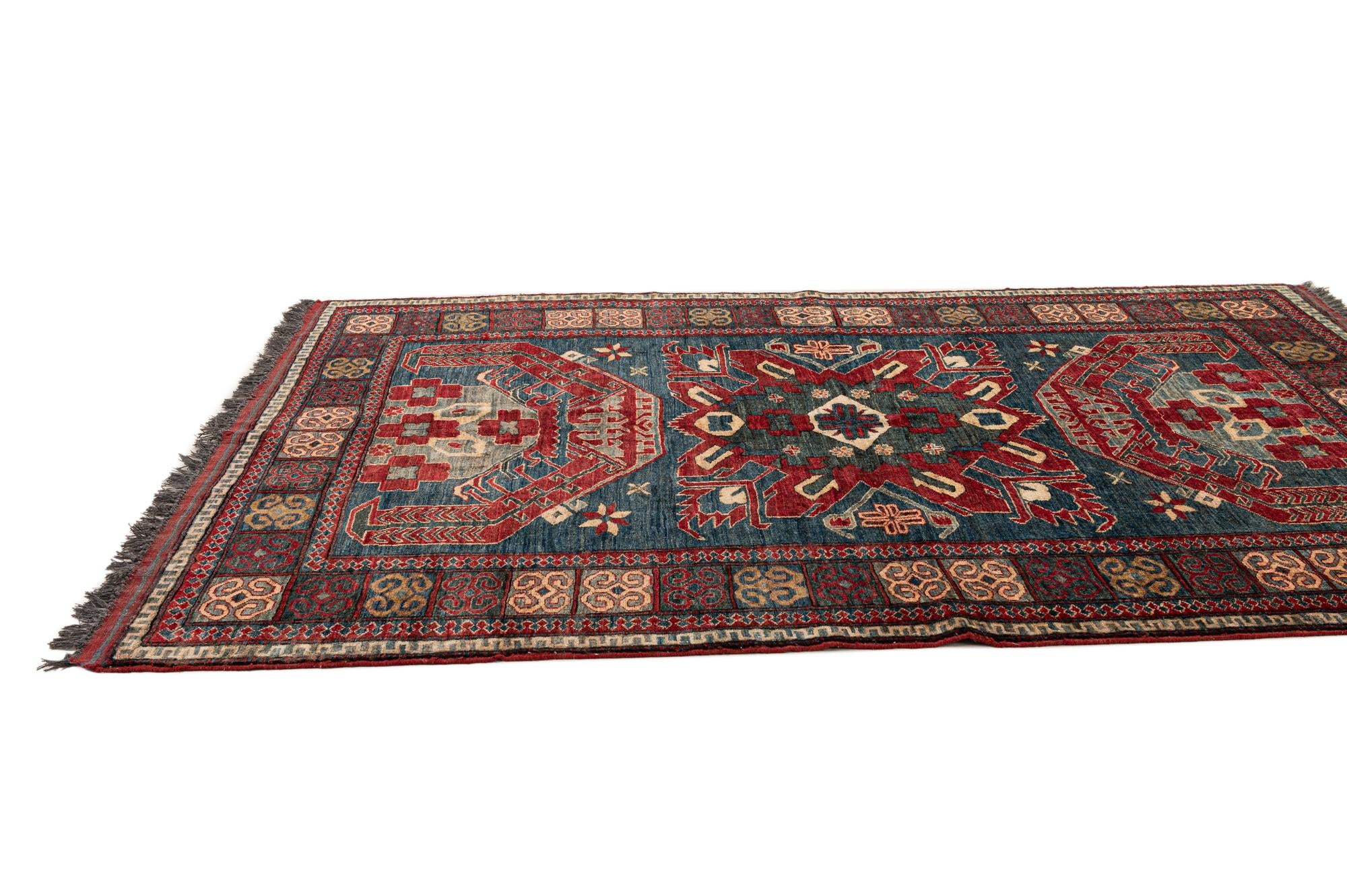 5' x 6' 11 Hand Knotted Kazak Wool Rug