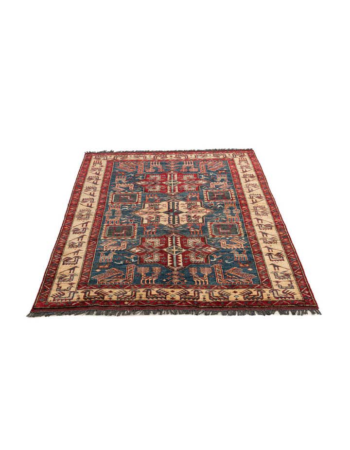 5' 1 x 6' 10 Hand Knotted Kazak Wool Rug