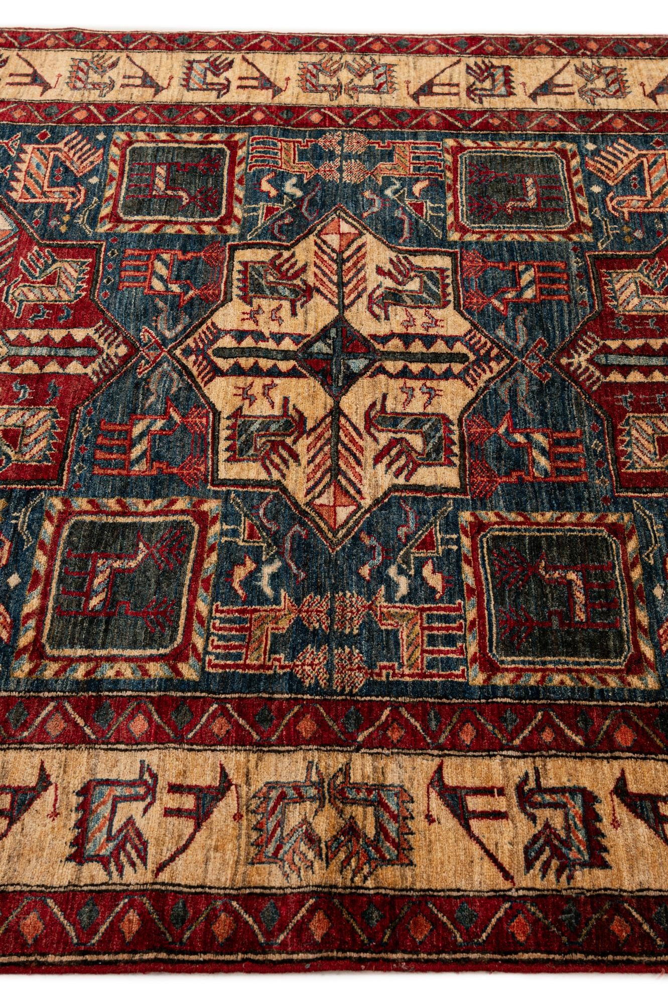 5' 1 x 6' 10 Hand Knotted Kazak Wool Rug