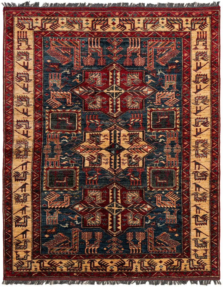 Detail image of 5' 1 x 6' 10 Hand Knotted Kazak Wool Rug