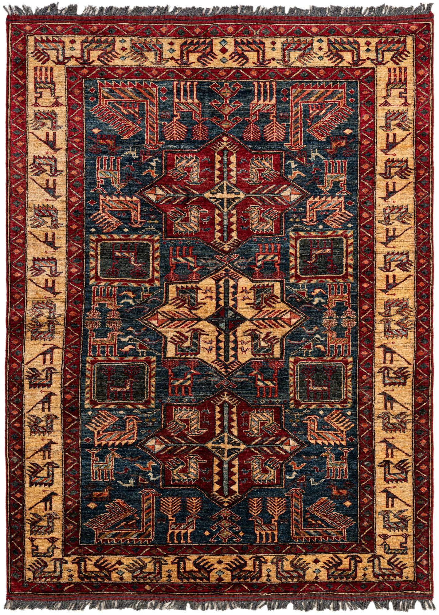 5' 1 x 6' 10 Hand Knotted Kazak Wool Rug