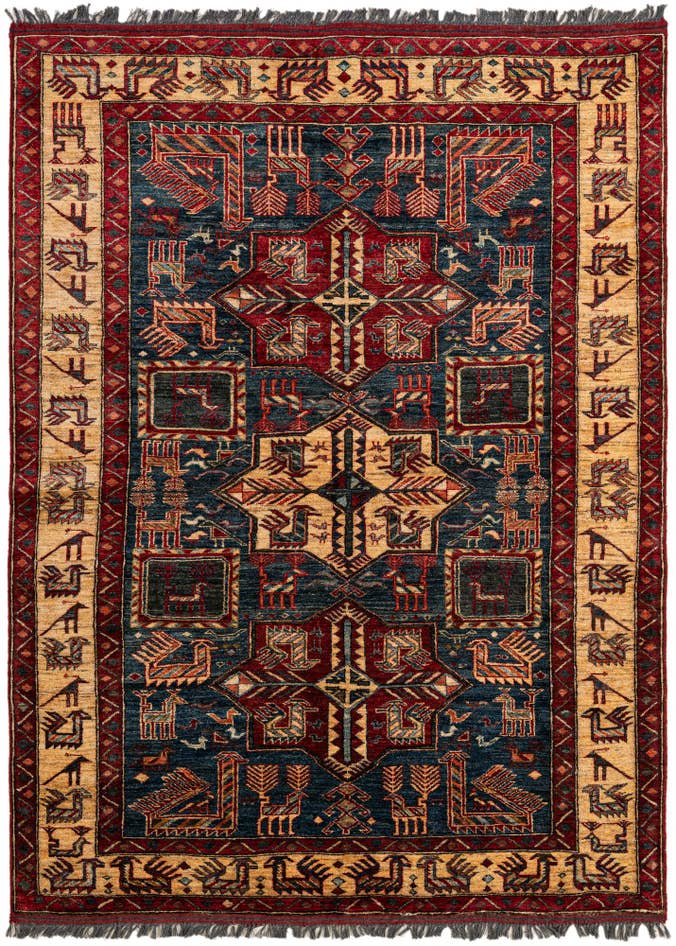 Detail image of 5' 1 x 6' 10 Hand Knotted Kazak Wool Rug