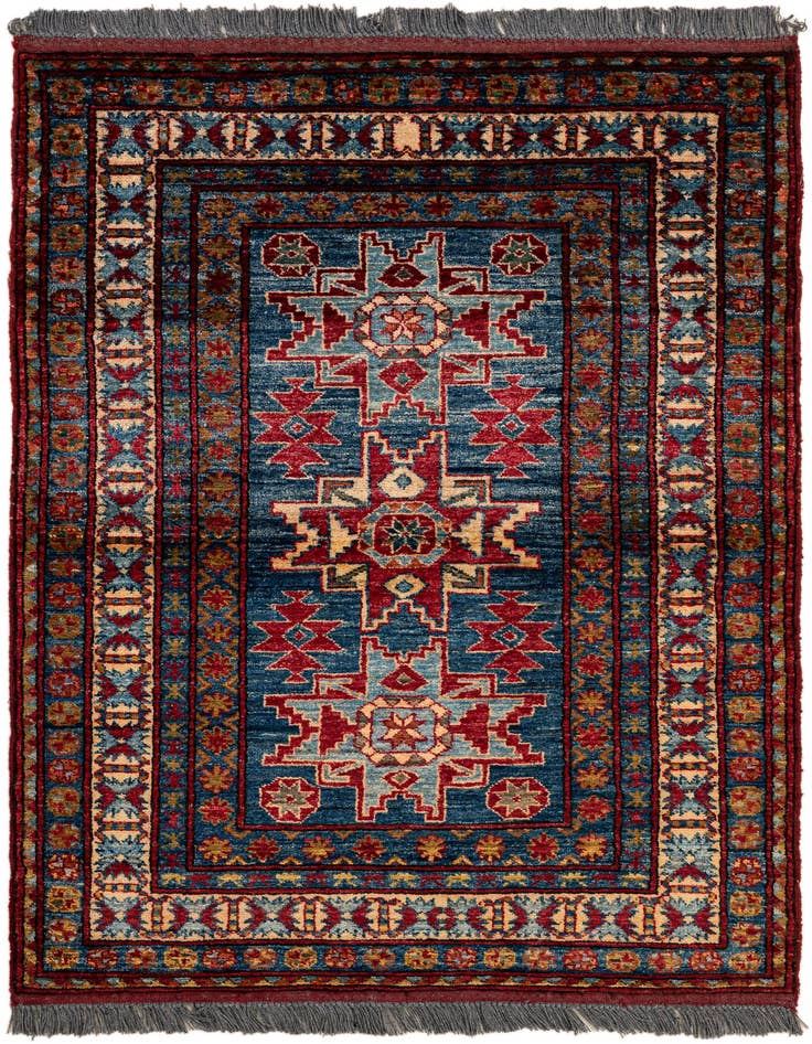 Detail image of 4' 1 x 5' 8 Hand Knotted Kazak Wool Rug