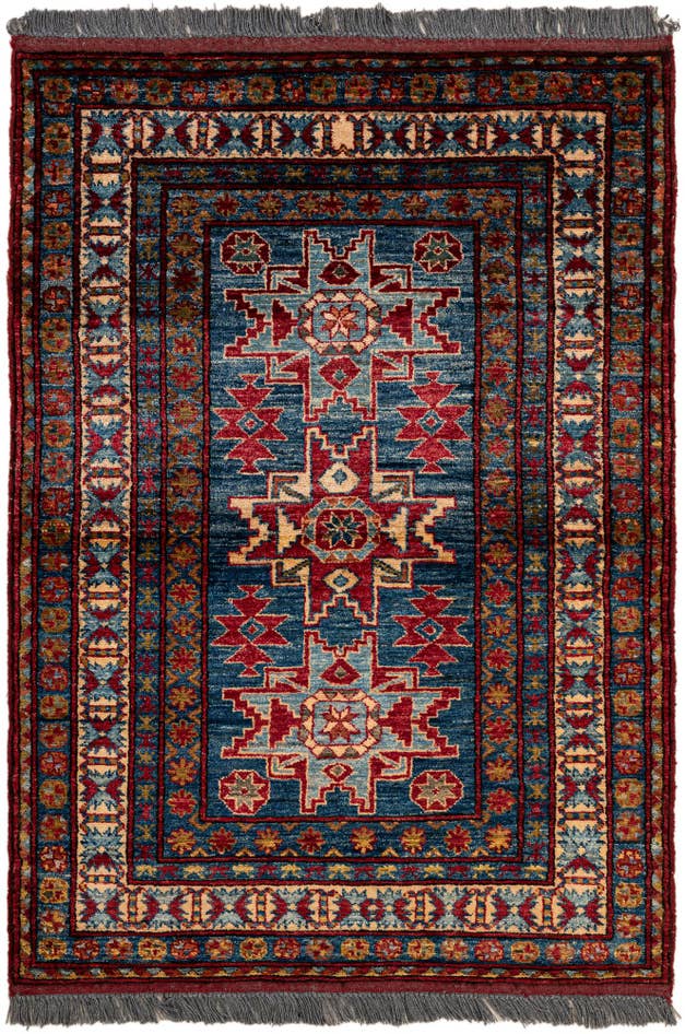 Detail image of 4' 1 x 5' 8 Hand Knotted Kazak Wool Rug