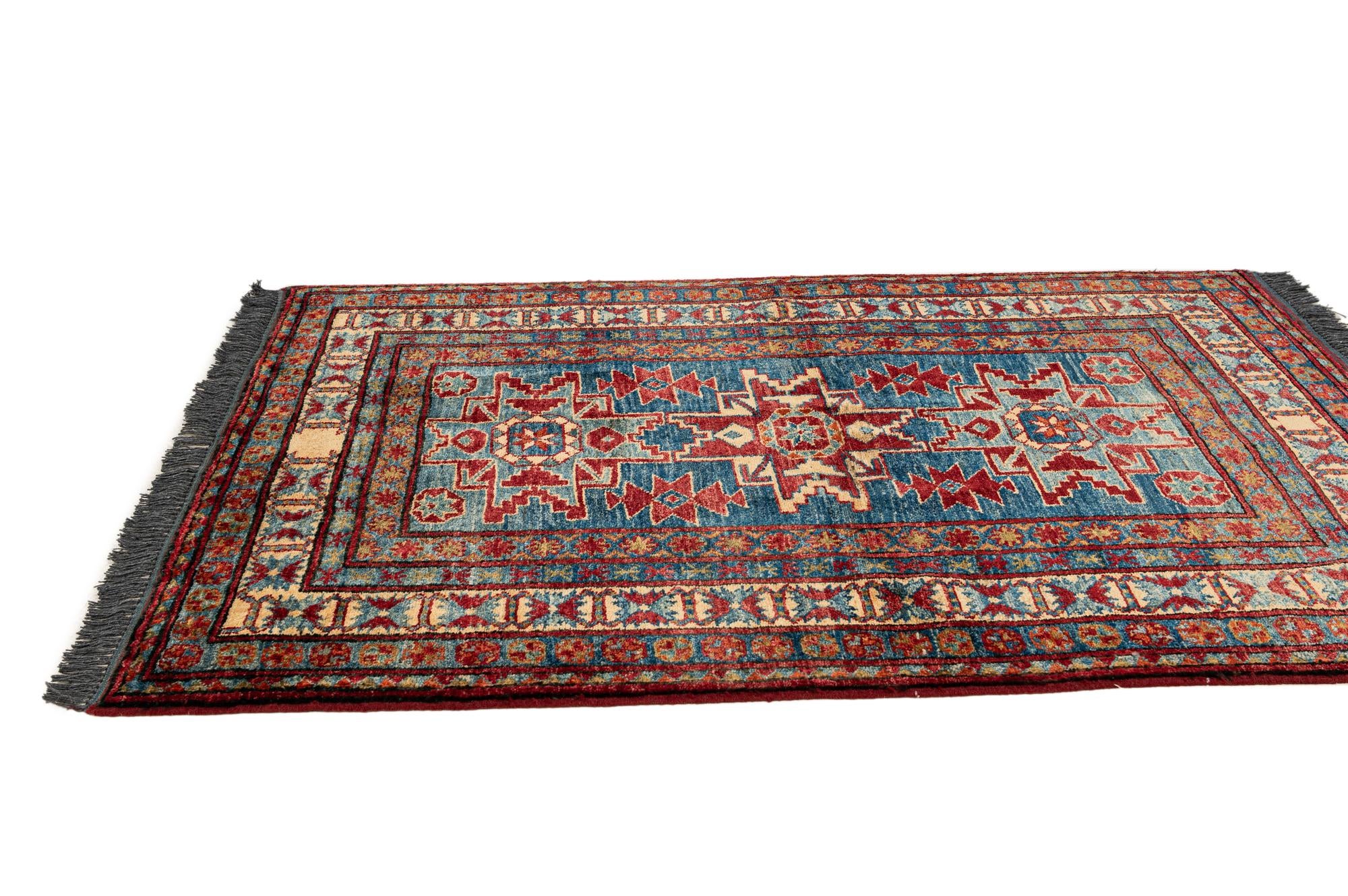 95cm x 130cm anudado a mano Kazak Alfombra Lana