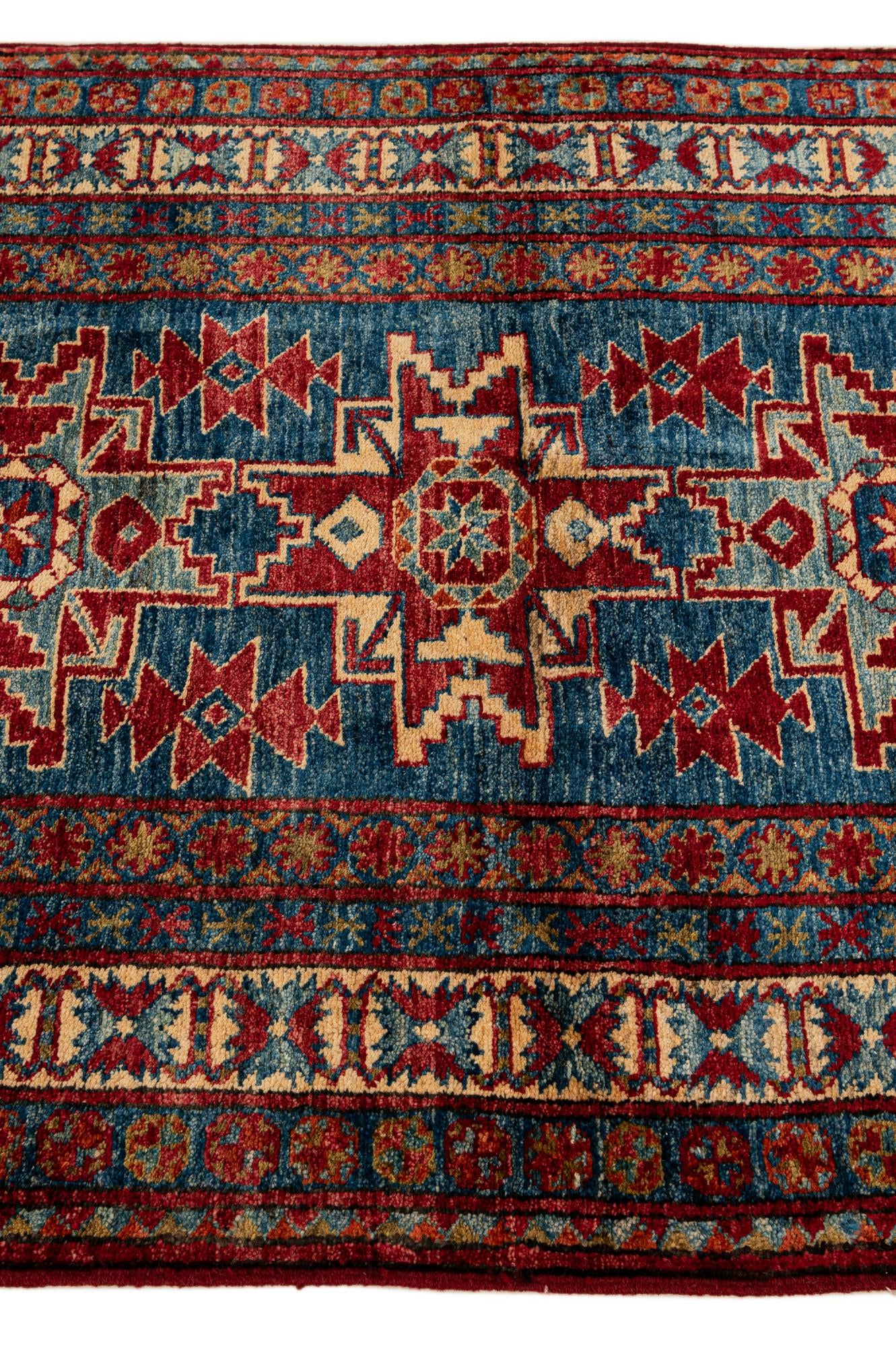 95cm x 130cm anudado a mano Kazak Alfombra Lana