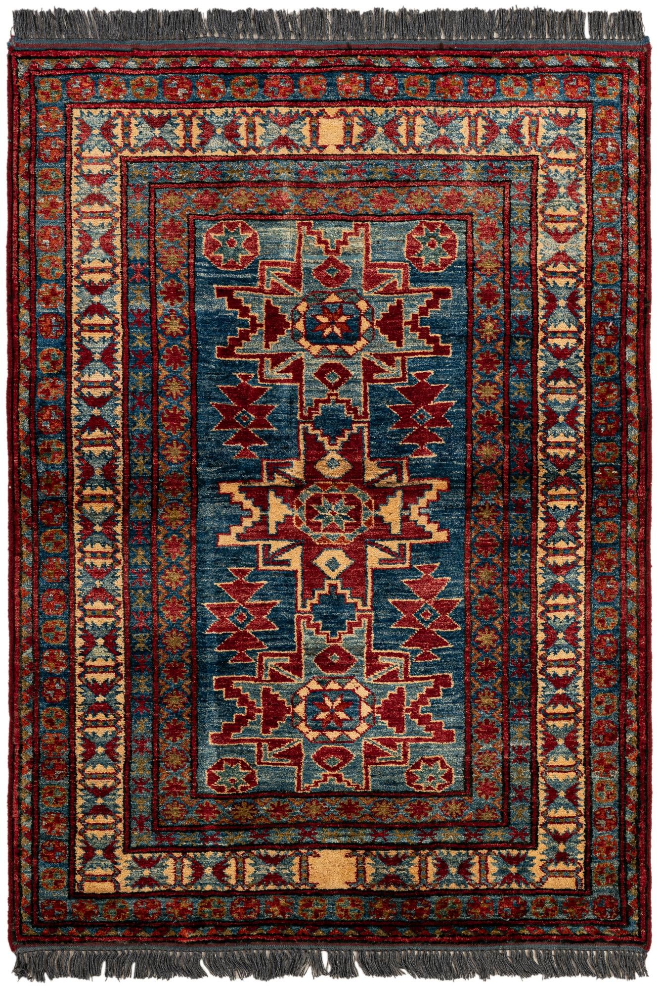 95cm x 130cm anudado a mano Kazak Alfombra Lana