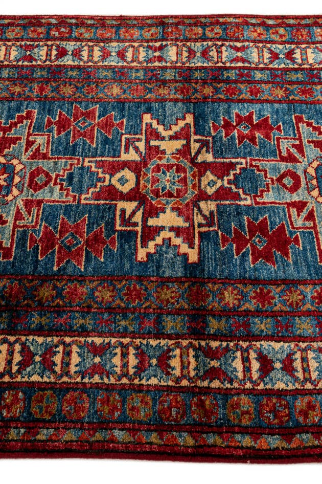 Detail image of 3' 2 x 4' 7 Hand Knotted Kazak Wool Rug