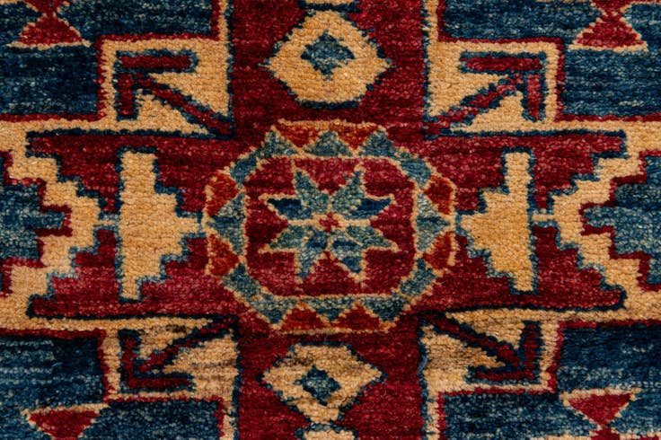 Detail image of 3' 2 x 4' 7 Hand Knotted Kazak Wool Rug