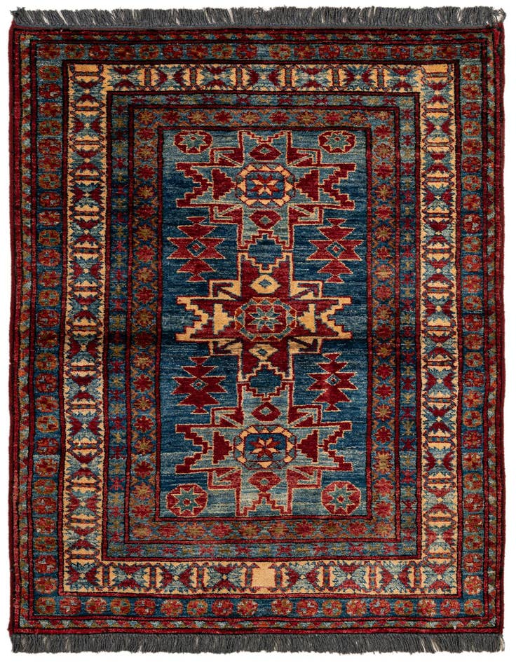 Detail image of 3' 2 x 4' 7 Hand Knotted Kazak Wool Rug