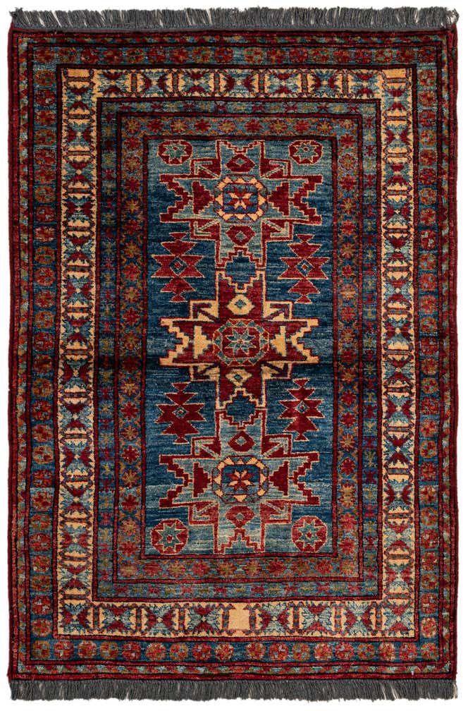 3' 2 x 4' 7 Hand Knotted Kazak Wool Rug